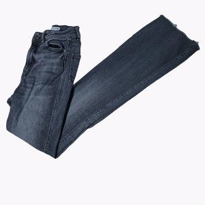 Zara Jeans Womens Size 0 Boot Cut Mid Rise Gray Denim Pants Raw Split Hems